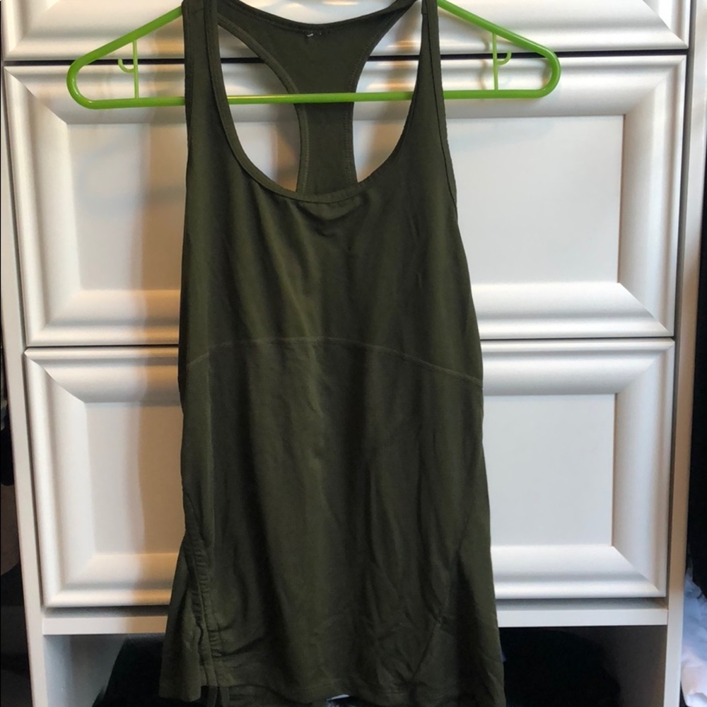 Fabletics dark green cinch side tank top